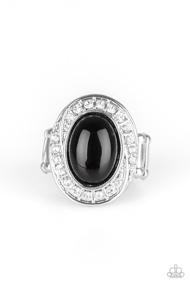 The Royal Treatment Black Ring with White Rhinestone