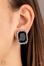 Load image into Gallery viewer, Paparazzi Insta Famous Black Square and Rhinestone Clip-On Earrings
