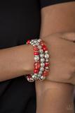 Turn it Up Red Necklace and Malibu Marina Red Bracelet - Jewelry Set 35