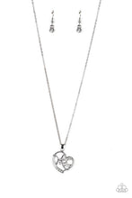 Load image into Gallery viewer, Paparazzi Mom Moments Silver and White Rhinestone Heart Shape Pendant Short Necklace
