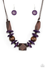 Load image into Gallery viewer, Paparazzi Pacific Paradise Purple Short Wood Necklace
