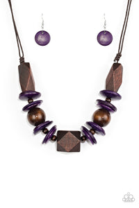 Paparazzi Pacific Paradise Purple Short Wood Necklace