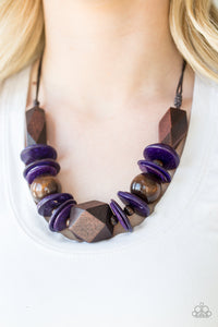 Paparazzi Pacific Paradise Purple Short Wood Necklace