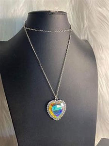 Prismatically Twitterpated - Heart Shaped Multicolor Necklace - LOP May 2022