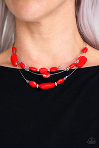 Radiant Reflections Red Wire Necklace and Savor the Flavor Red Bracelet - Jewelry Set 56