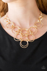 Paparazzi - Ringing Off the Hook - Gold Ring Necklace
