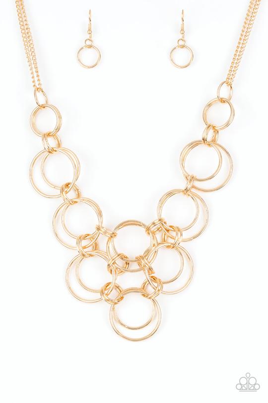 Paparazzi - Ringing Off the Hook - Gold Ring Necklace