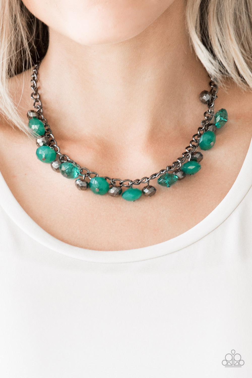 Runway Rebel and Gunmetal Black Short Necklace - Choose Green, Pink, or Red