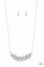 Load image into Gallery viewer, Paparazzi - Special Treatment - White Rhinestone Silver Crescent Necklace
