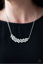 Load image into Gallery viewer, Paparazzi - Special Treatment - White Rhinestone Silver Crescent Necklace
