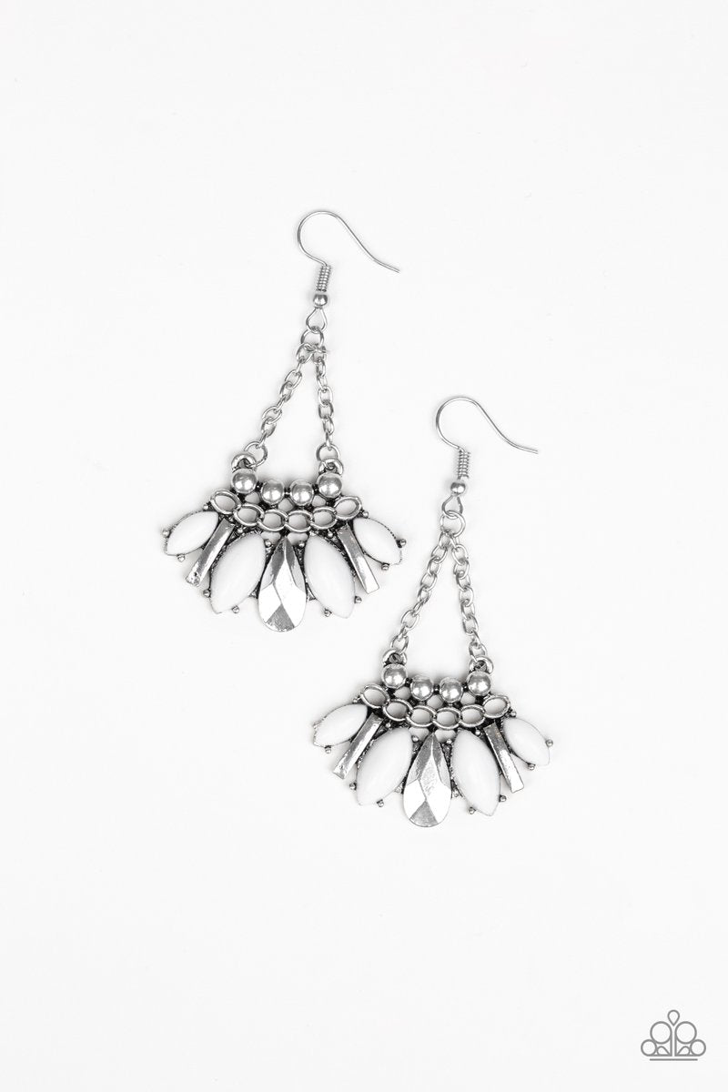 Paparazzi Terra Tribe White Silver Earrings Summer Party Pack 2019