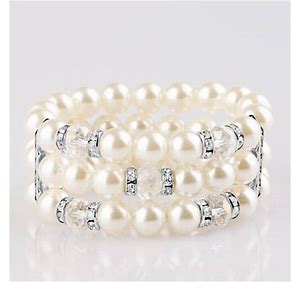 Paparazzi Undeniably Dapper - Silver Pearl Stretch Bracelet - Life of the Party Dec 2018